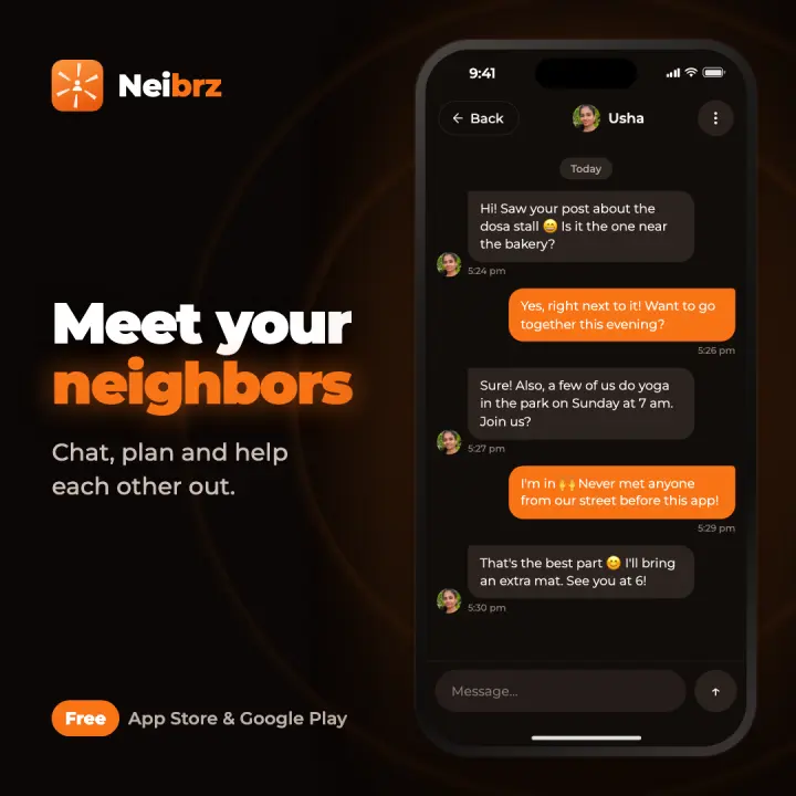 Neibrz promo: Meet your neighbors. Chat, plan and help each other out.